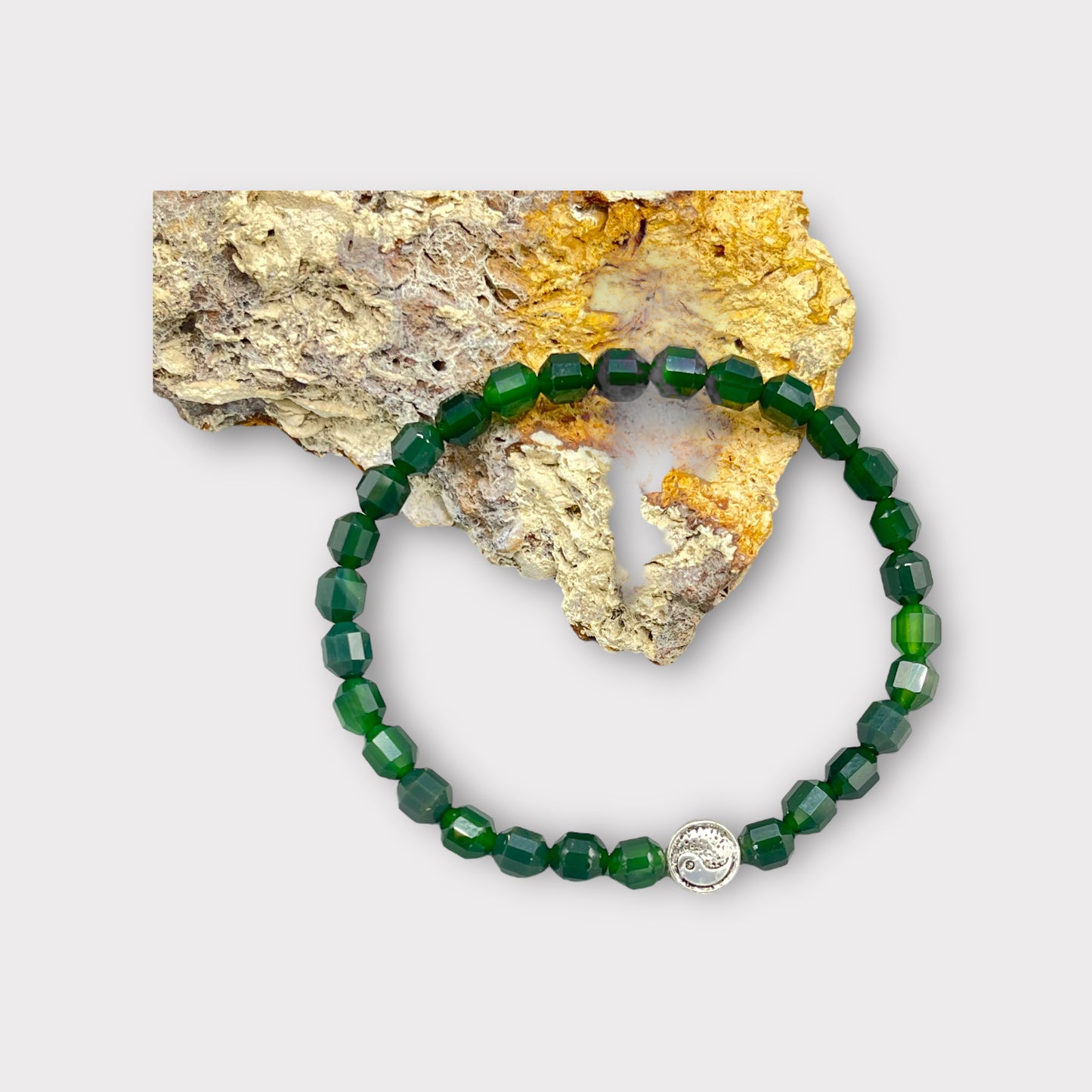 Green Agate and Yin Yang Bracelet