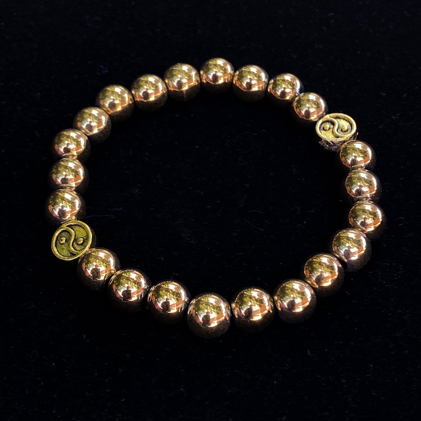 Gold Hematite gemstone Yin Yang Bracelet