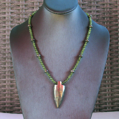 Peridot and Pyrite Arrowhead Necklace