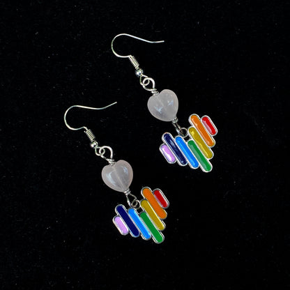 Rose Quartz and Rainbow Drop earrings