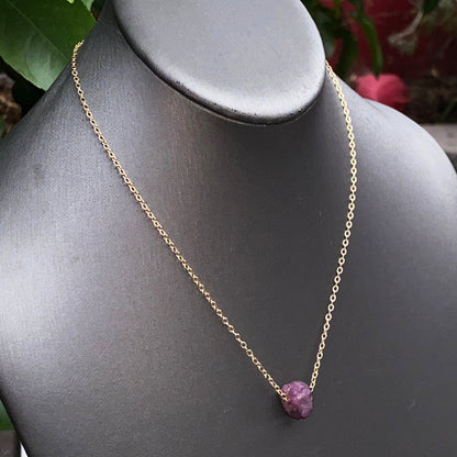 Raw Ruby Gold Choker Necklace