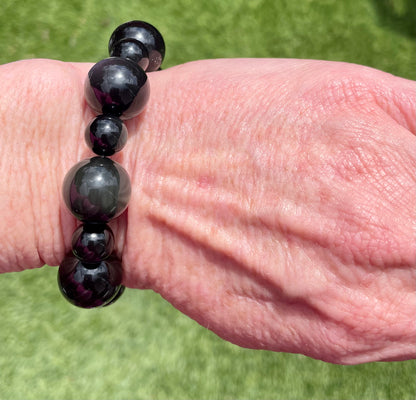 Chunky Rainbow Obsidian gemstone beaded Bracelet