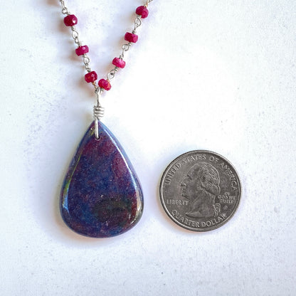 Ruby in Kyanite Pendant silver chain Necklace