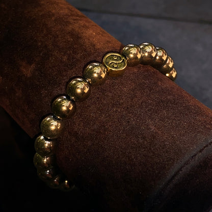 Gold Hematite gemstone Yin Yang Bracelet