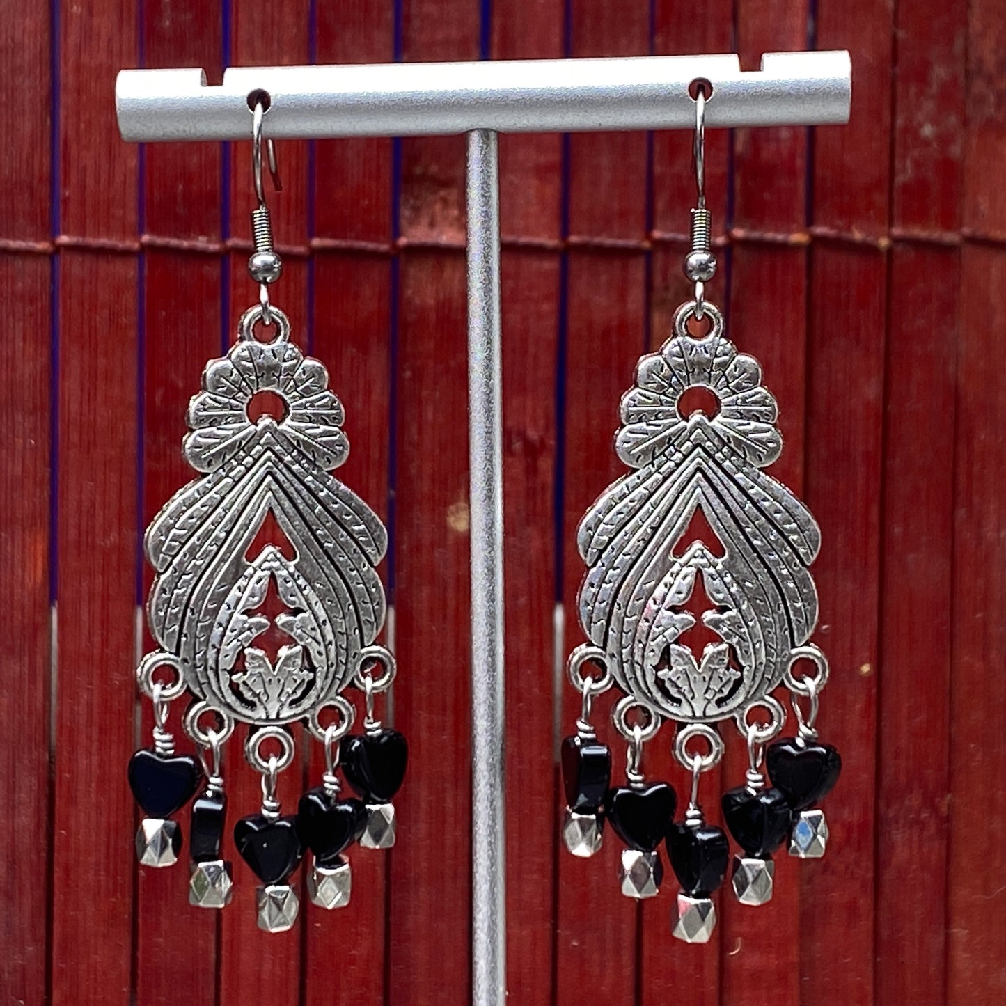 Onyx gemstone Chandalier Earrings