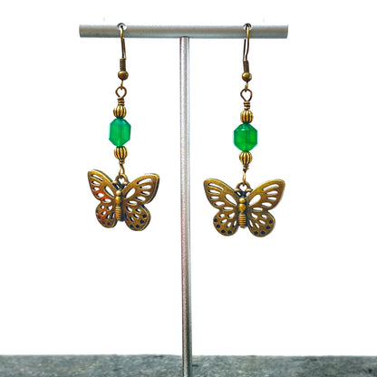 Green Agate gemstone Butterfly Earrings