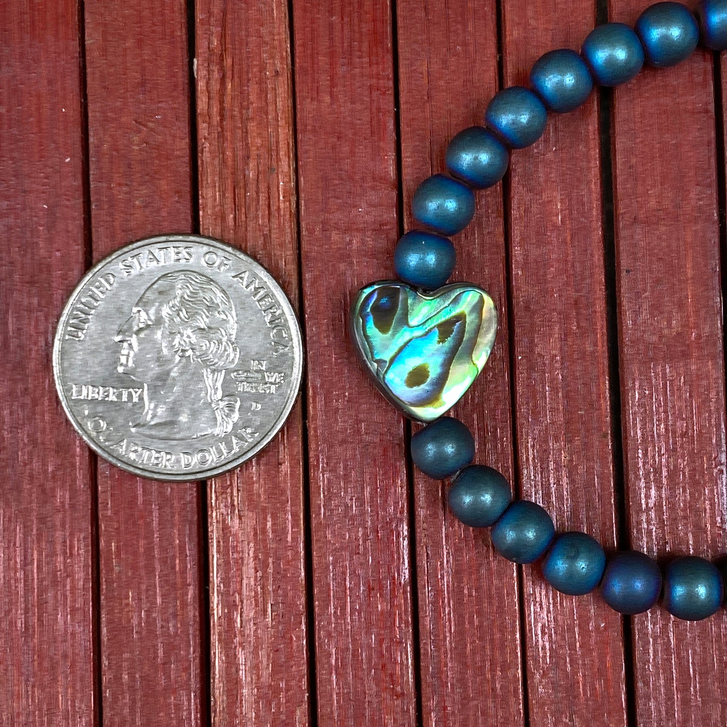 Druzy Agate And Abalone Heart Beaded Bracelet