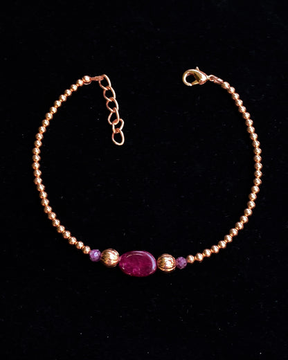 Ruby and Copper Anklet