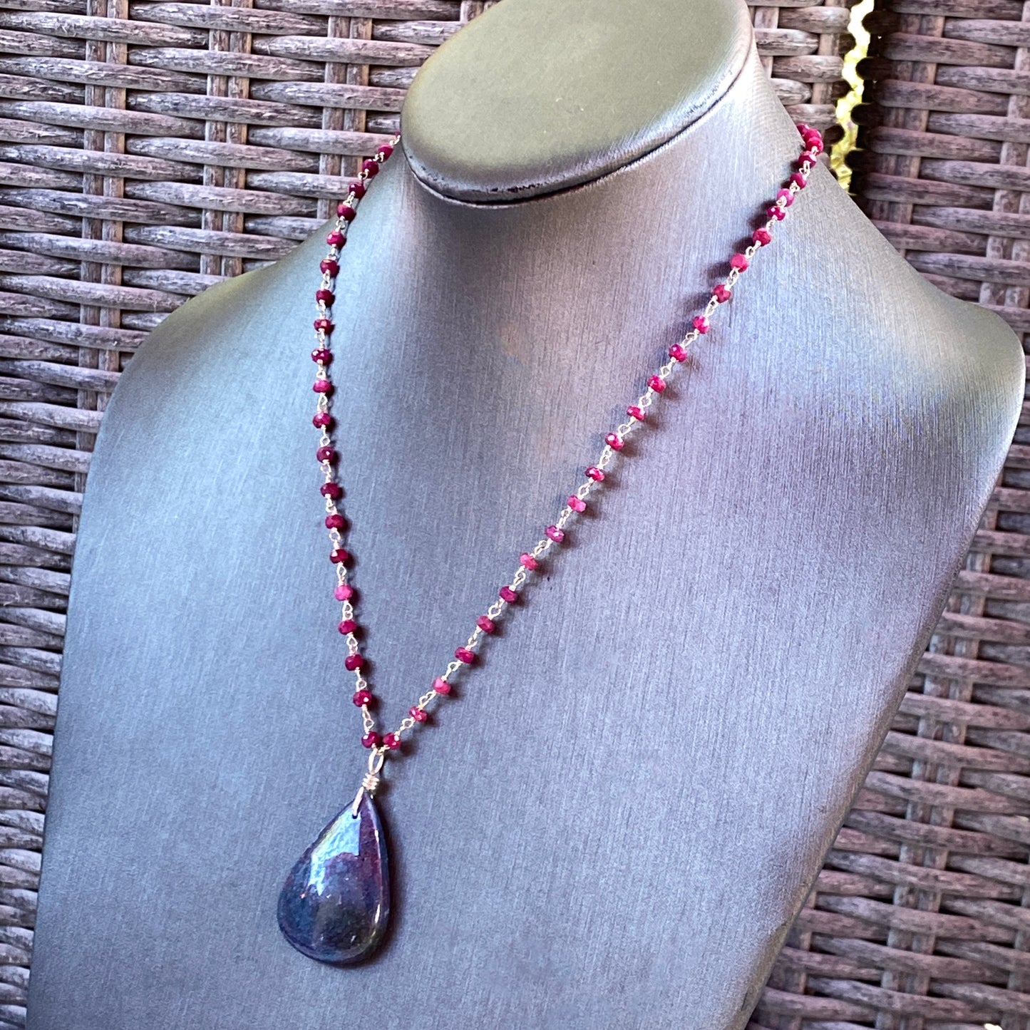Ruby in Kyanite Pendant silver chain Necklace