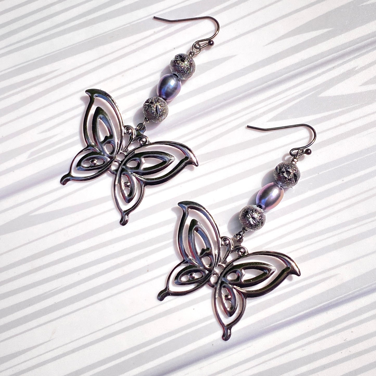 Pearl and Butterfly Earrings