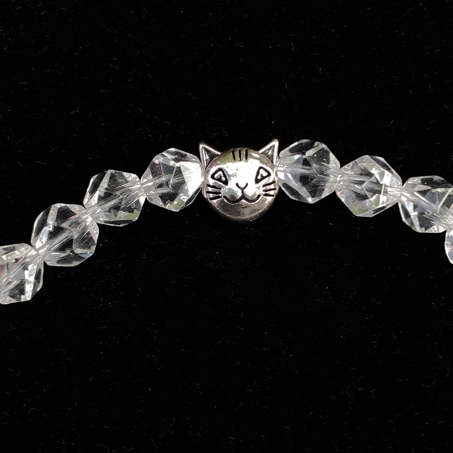 Quartz gemstone and Kitty Cat Bracelet
