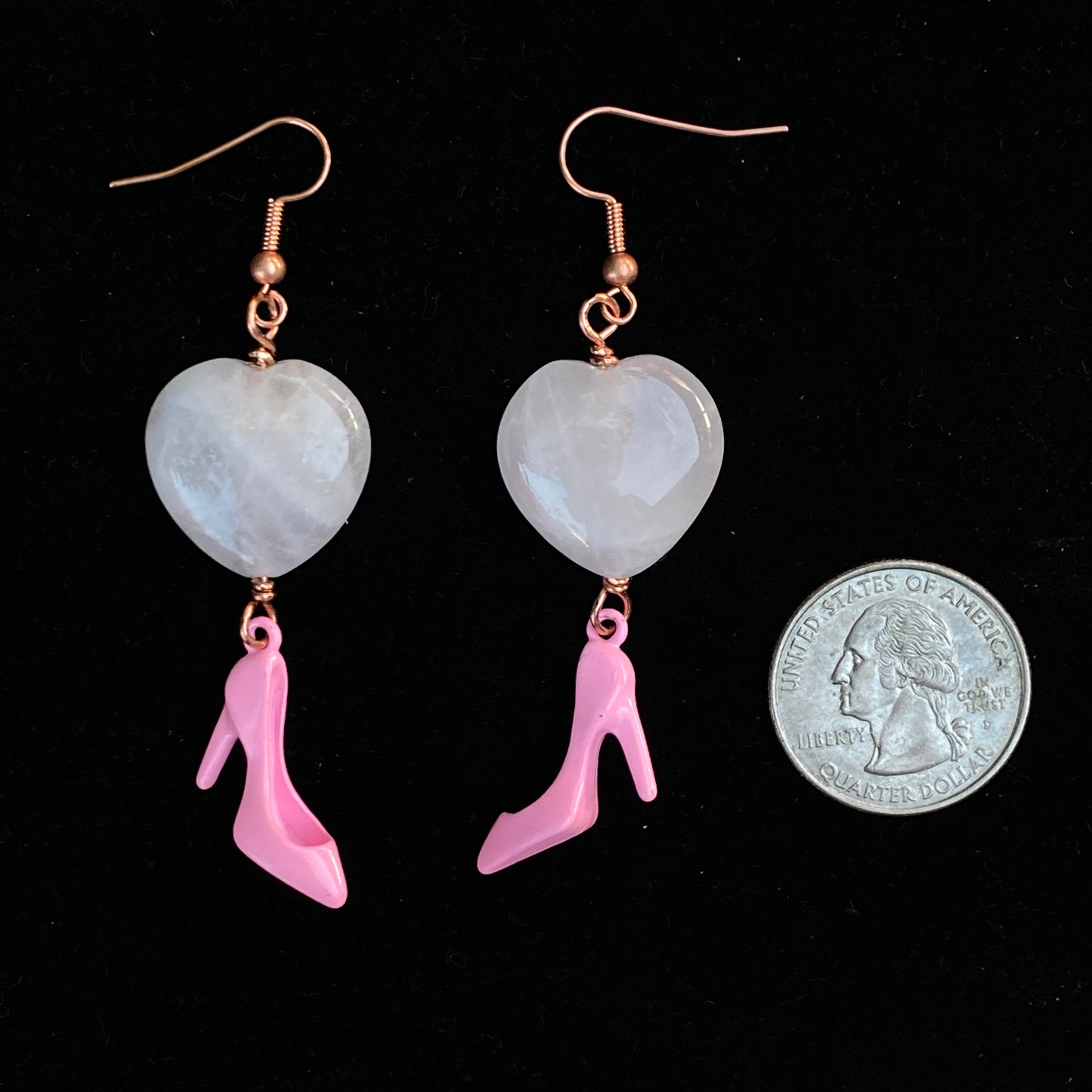 Pink Shoe and Rose Quartz Earrings-large