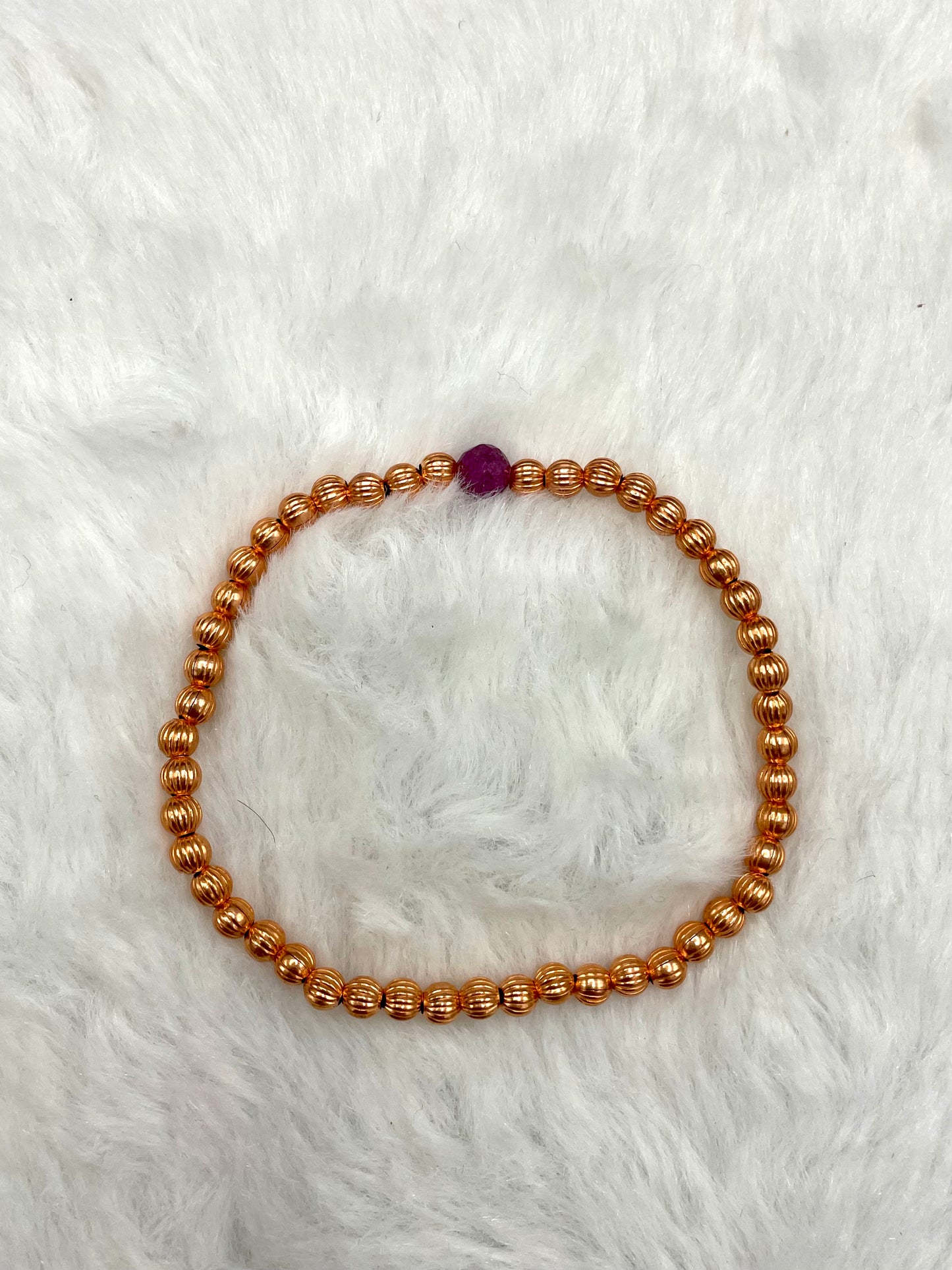 Ruby and Copper Beaded Bracelet