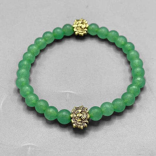 Green Agate and Lotus Bracelet