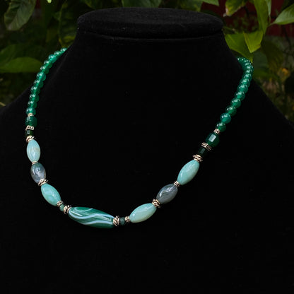 Green Agate and Emerald Necklace