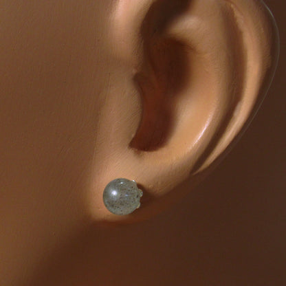 Gemstone and Sterling Silver Stud Earrings