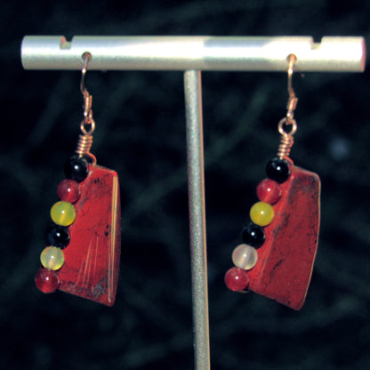 Red Jasper and Agate Gemstones on Rose Gold earrings