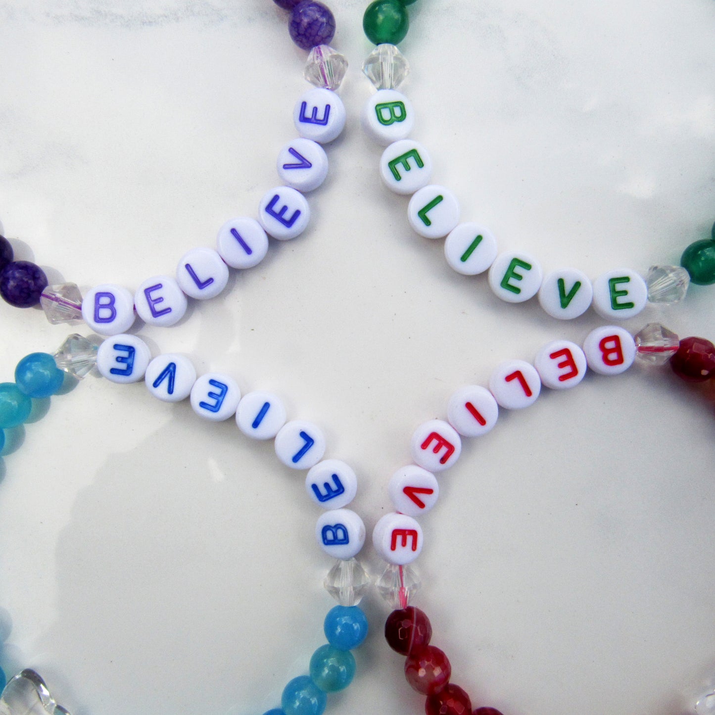 Genuine Agate Gemsotne "BELIEVE" stretch bracelets