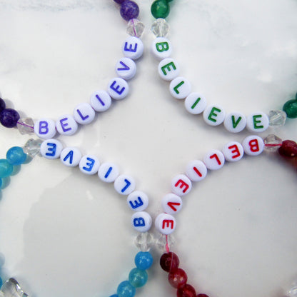 Genuine Agate Gemsotne "BELIEVE" stretch bracelets