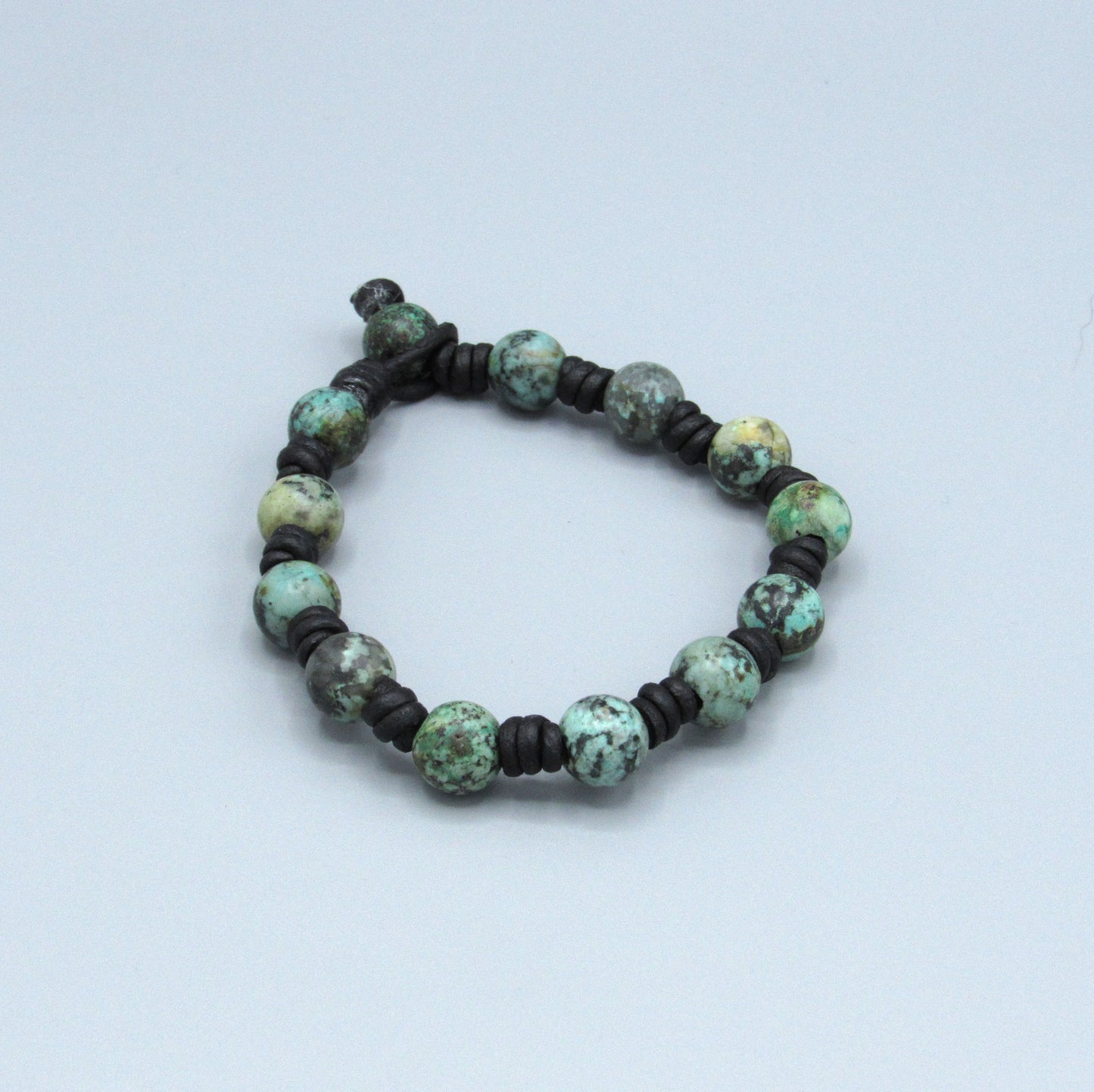 Men's Knotted Leather and Gemstone clasp bracelet