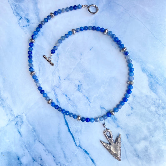 Blue Aventurine and Arrowhead pendant necklace