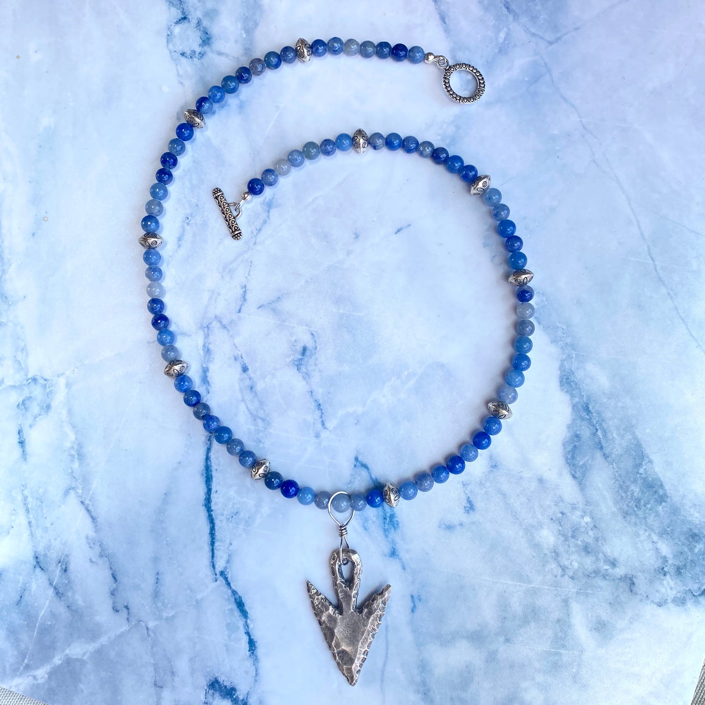 Blue Aventurine and Arrowhead pendant necklace