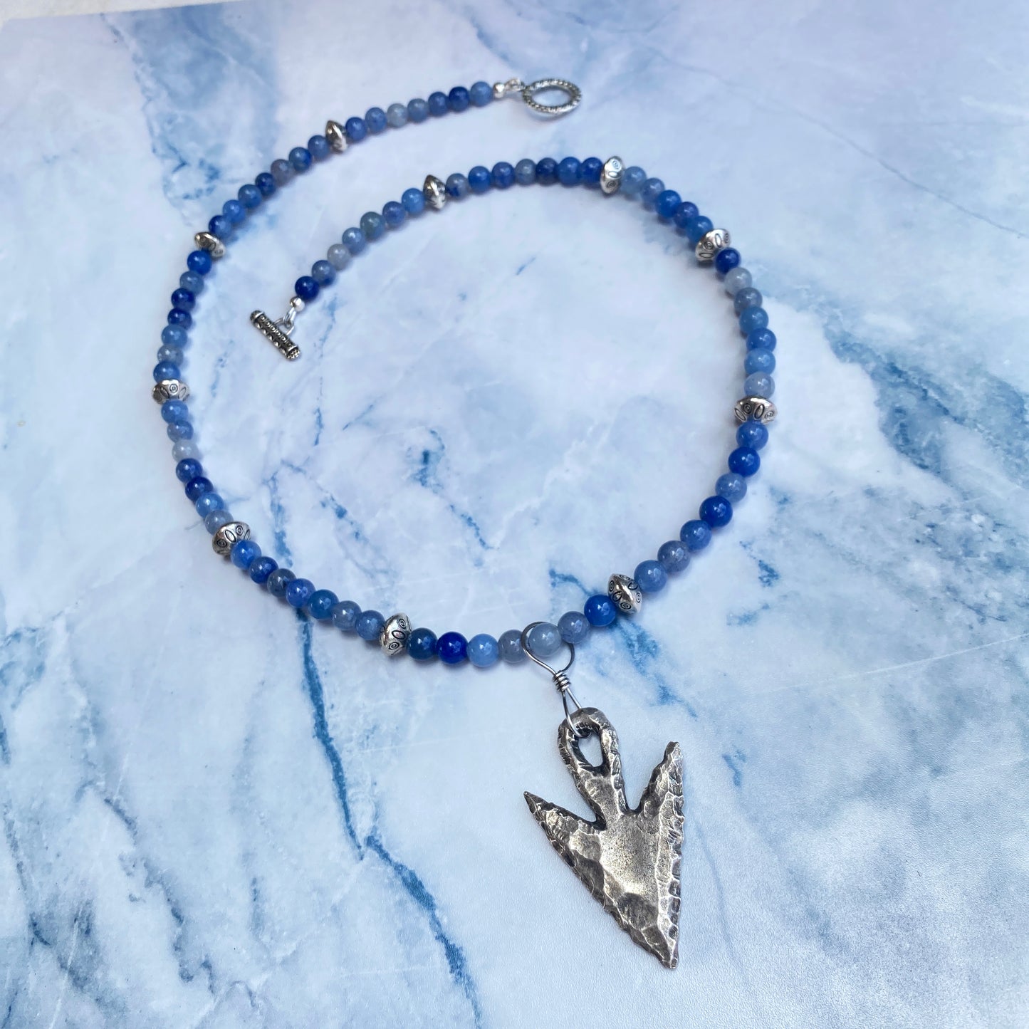 Blue Aventurine and Arrowhead pendant necklace