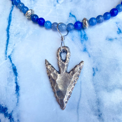 Blue Aventurine and Arrowhead pendant necklace