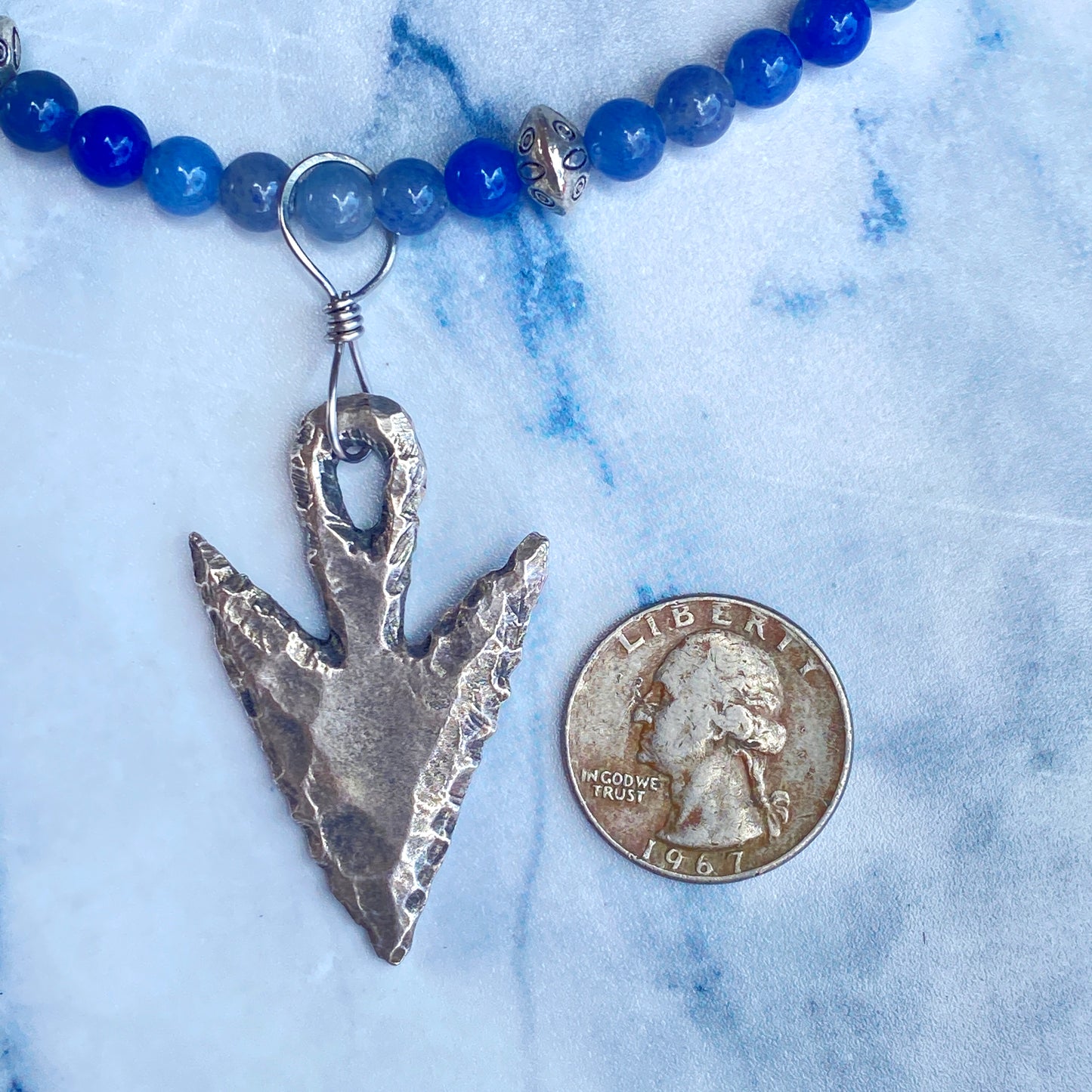 Blue Aventurine and Arrowhead pendant necklace