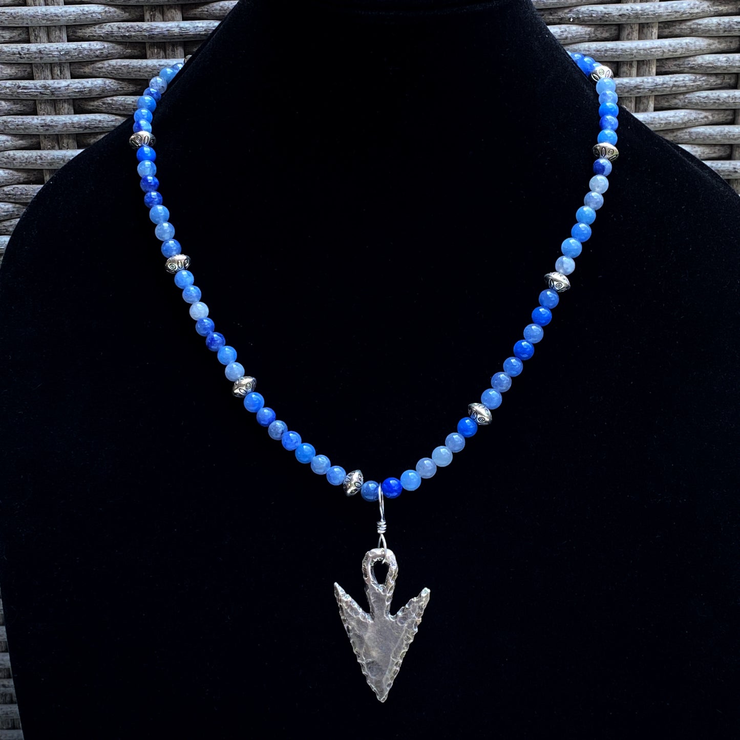 Blue Aventurine and Arrowhead pendant necklace