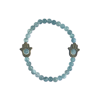 Brass Hamsa on Gemstone stretch bracelet