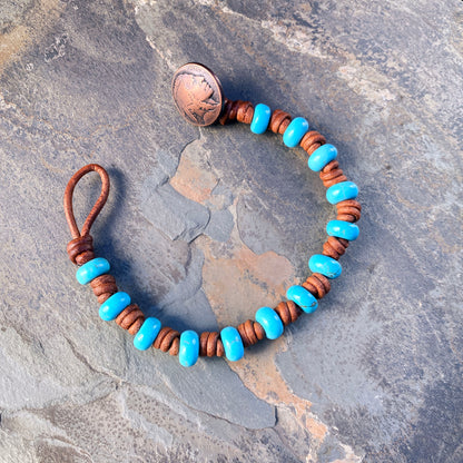 Hand knotted Leather Gemstone Bracelets with Replica of Indian Head Nickel