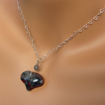 Gemstone Heart Pendants on Chain