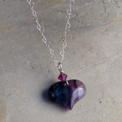 Gemstone Heart Pendants on Chain