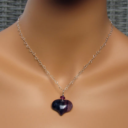 Gemstone Heart Pendants on Chain