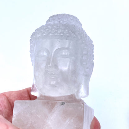 Clear Quartz gemstone carved Buddha head
