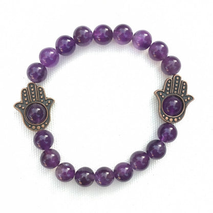 Women's Various Gemstone & Copper Hamsa Bracelet