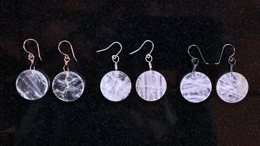 Quartz Full Moon Earrings