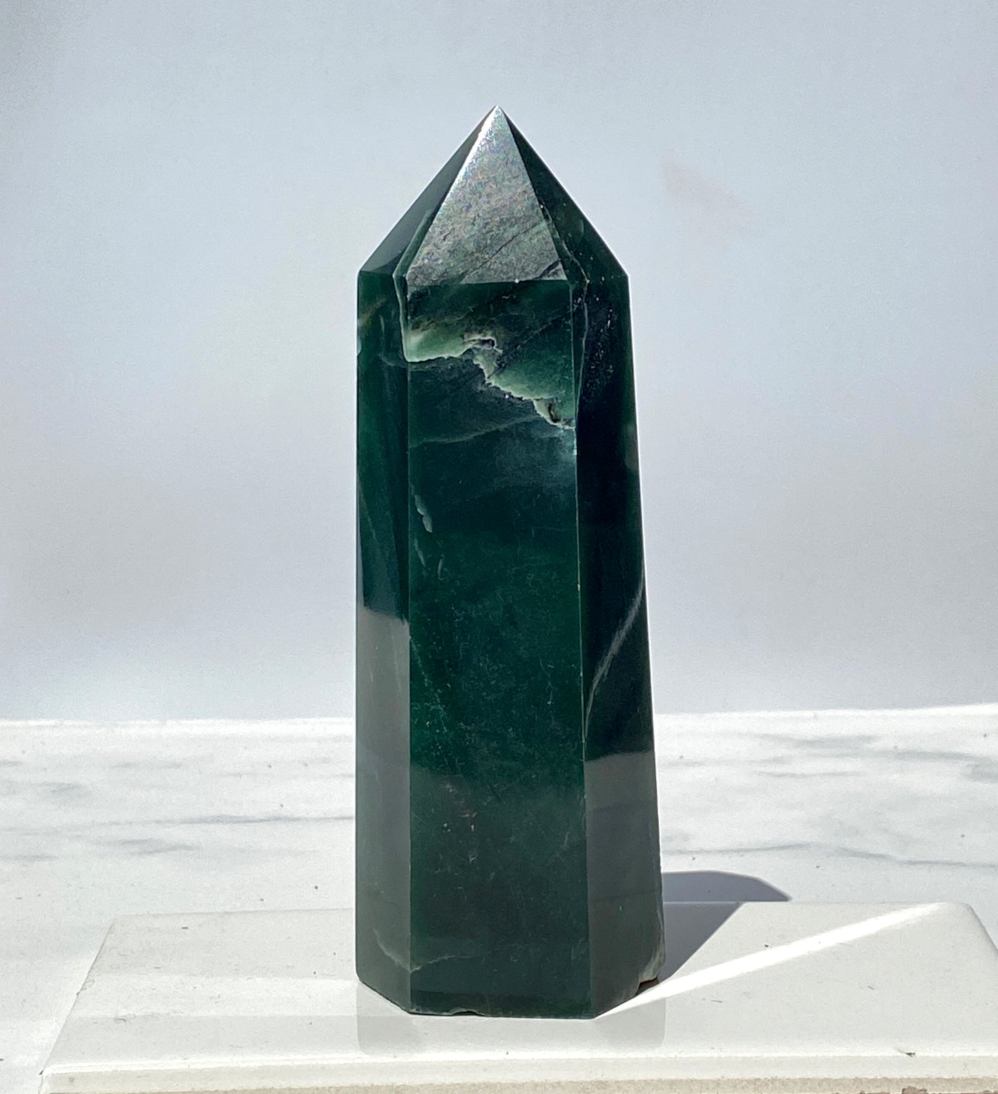 Dark Green Gemstone Tower Point healing energy Obelisk