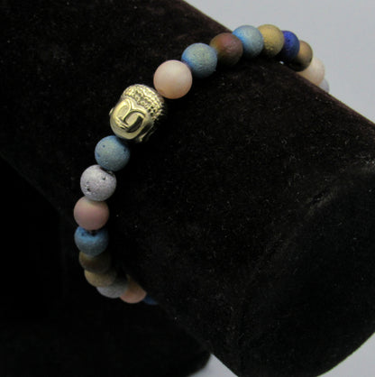 Women’s Druzy Agate and Hematite Buddha Gemstone FAITH bracelets