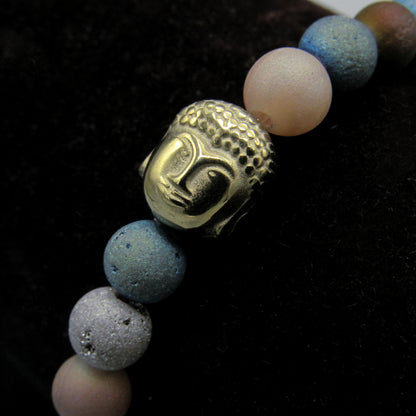 Women’s Druzy Agate and Hematite Buddha Gemstone FAITH bracelets