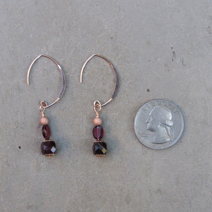 Garnet Gemstone Marquise wire Earrings