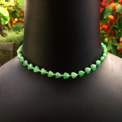 Aventurine Heart & Green Onyx, 14 kt gold filled Choker necklace