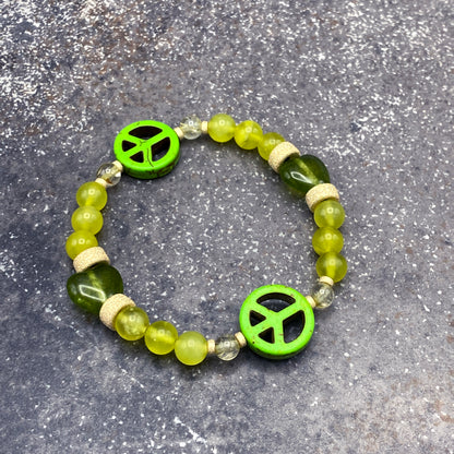 Women's Gemstone Peace Sign Bracelets with Sterling Silver.