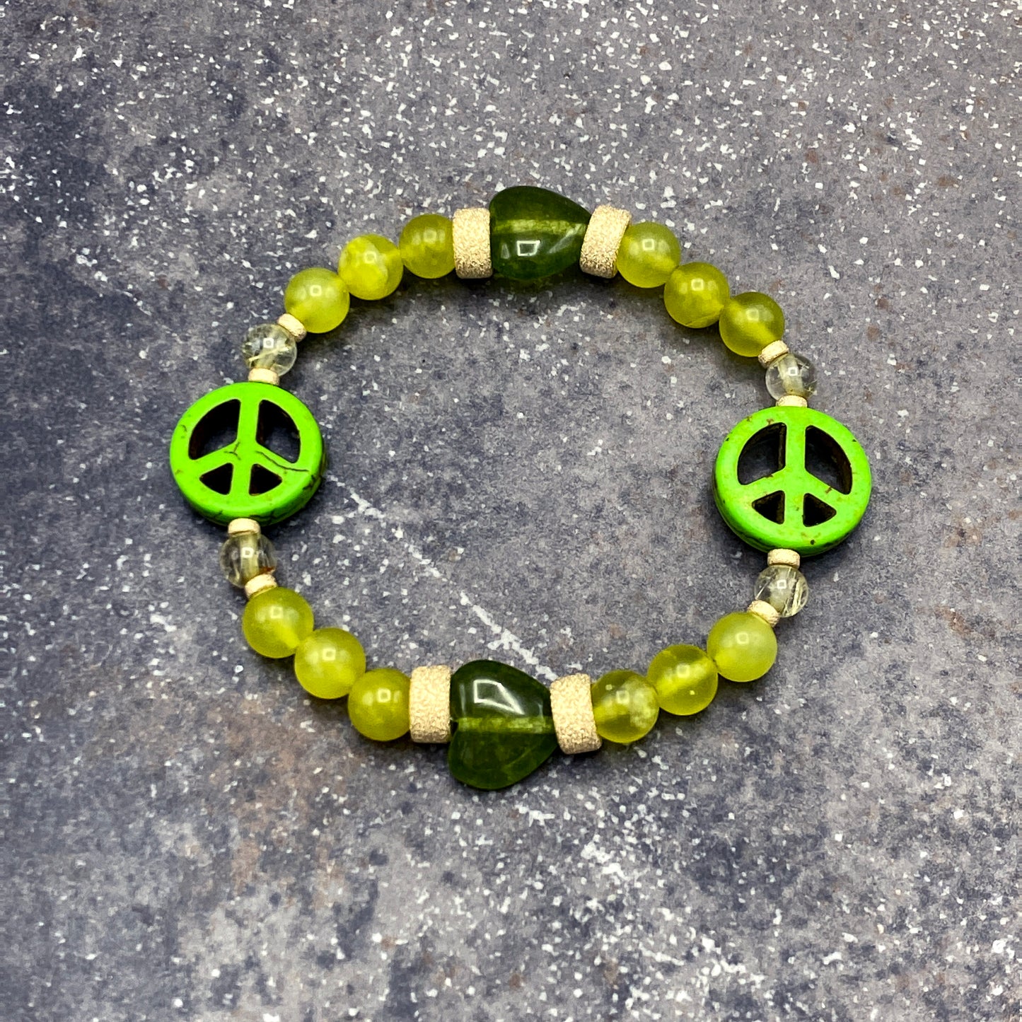 Women's Gemstone Peace Sign Bracelets with Sterling Silver.