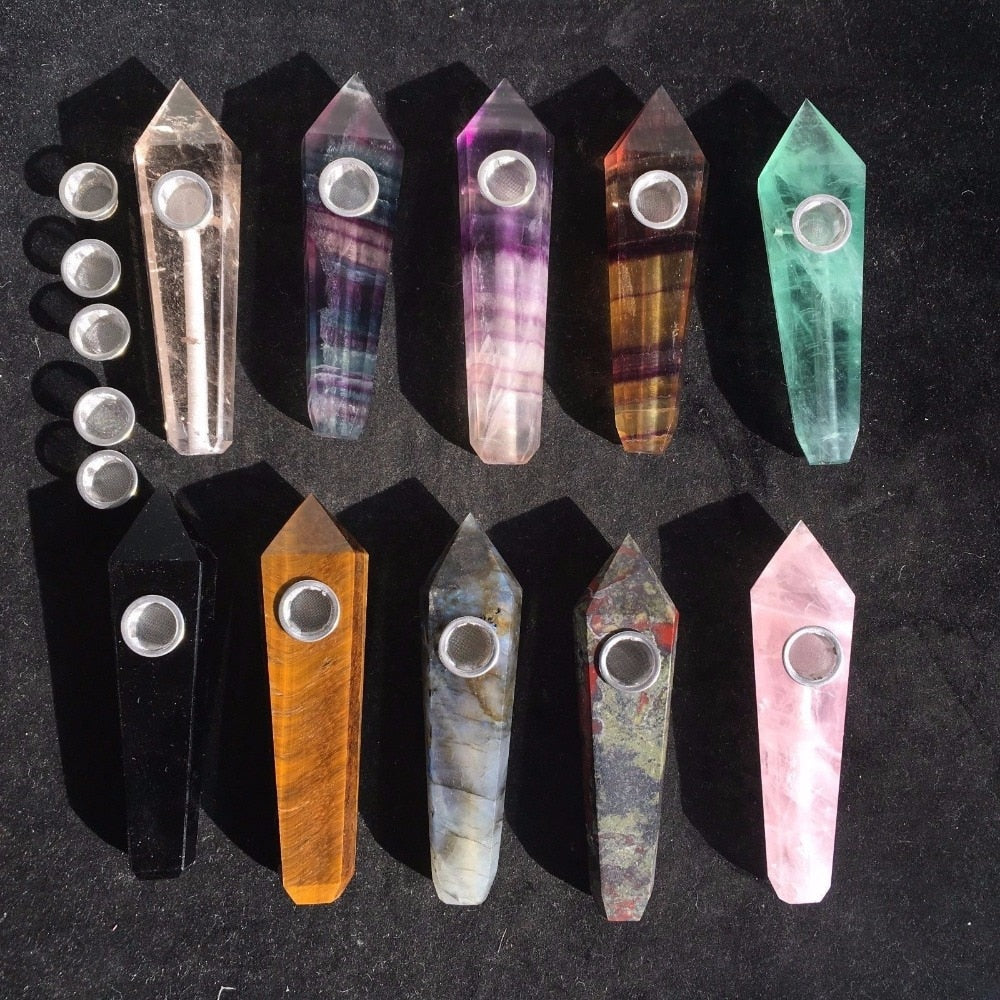 Large Variety of Gemstone Crystal point wand smoking pipes