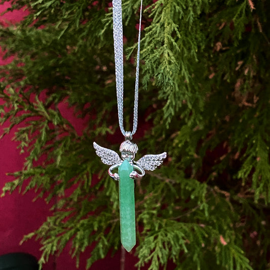 Aventurine Gemstone Hanging Ornament with Angel