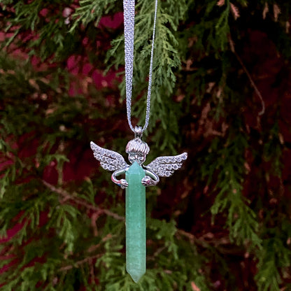 Aventurine Gemstone Hanging Ornament with Angel