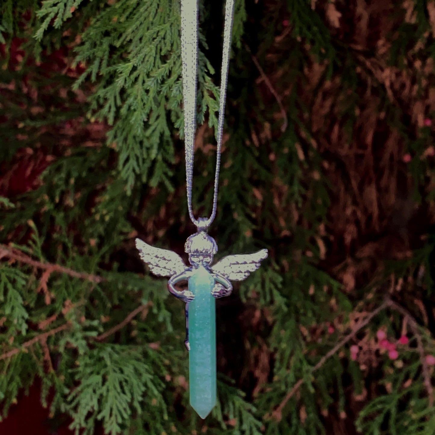 Aventurine Gemstone Hanging Ornament with Angel