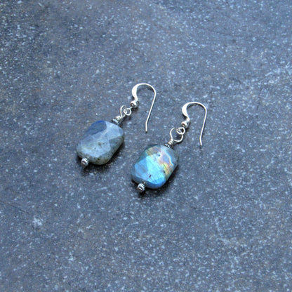 Labradorite Gemstone and Sterling Silver Earrings
